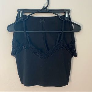 Black Crop Cami + Shorts Sleep Lounge Set